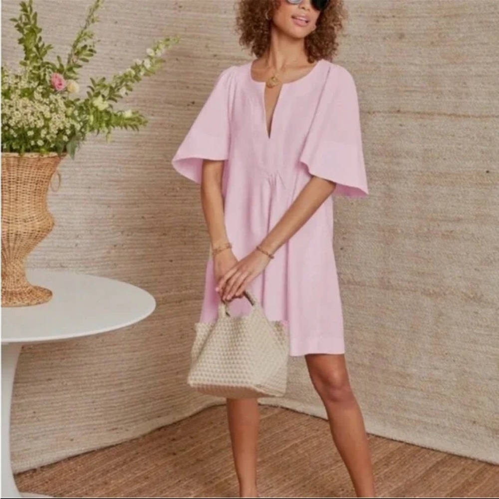 Pomander Place Light Pink V-Neck Flutter Sleeve Dress